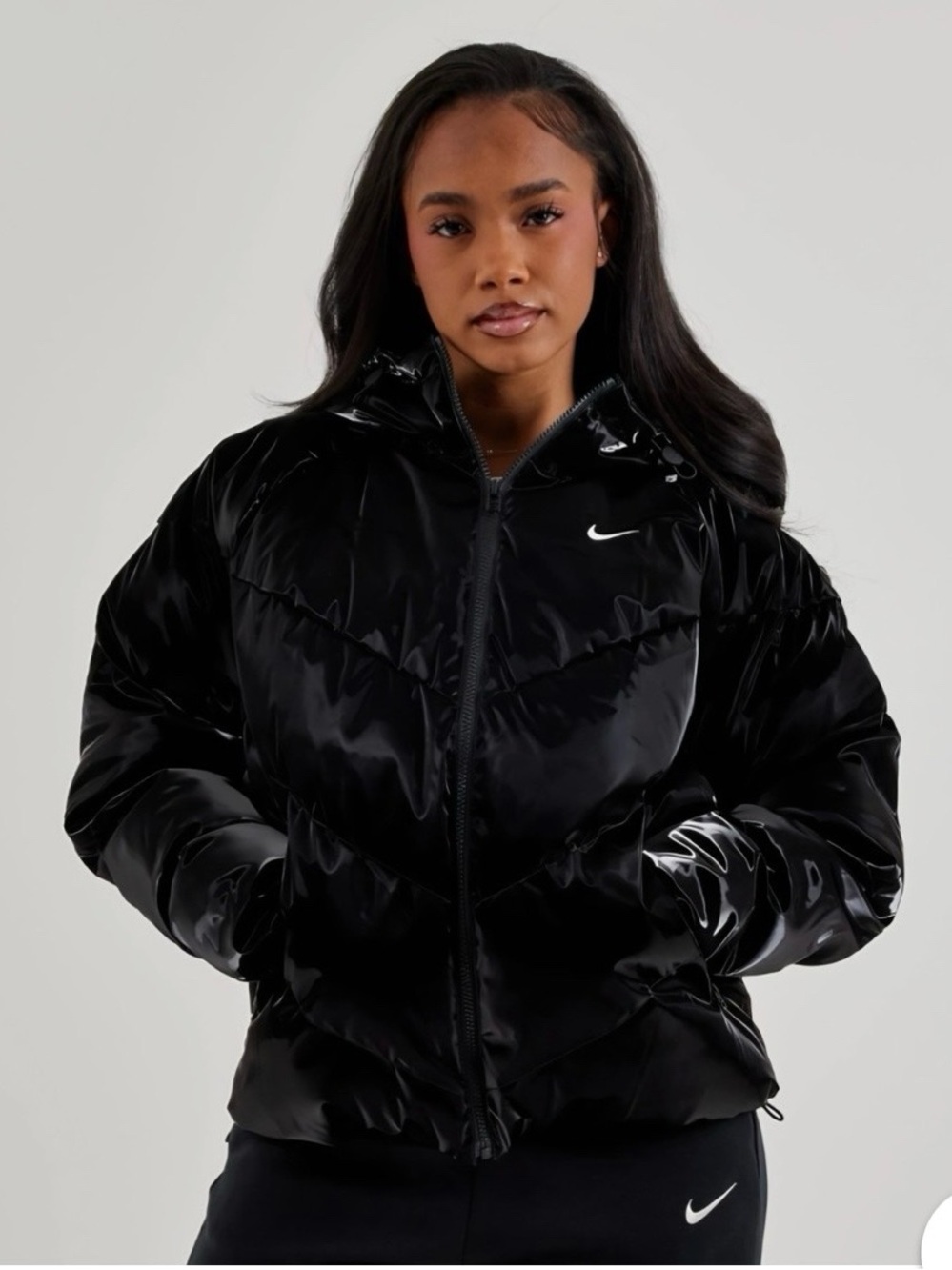 Nike Sportswear Therma-Fit Shine Puffer Jacket Women Medium large Black